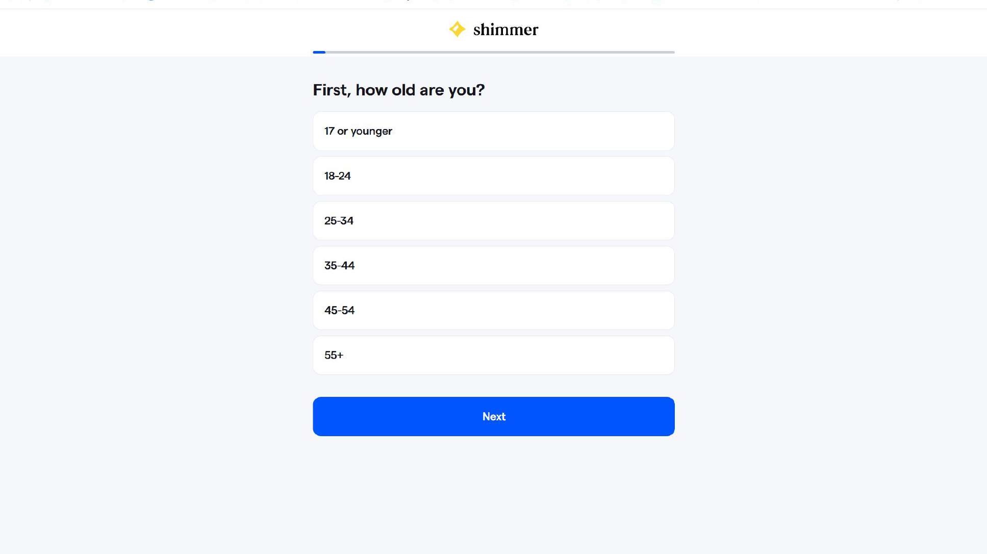 Screenshot from the Shimmer UX audit: Sensitive Questions Asked Before Trust